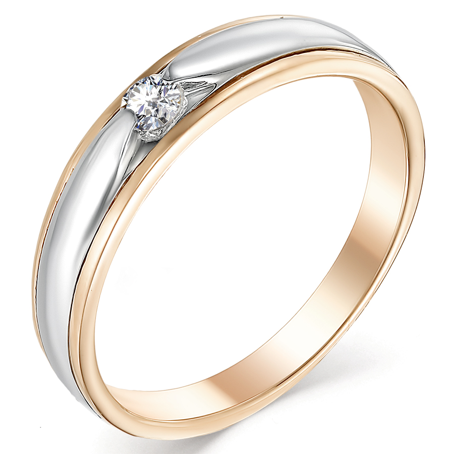 Кольцо обручальное, золото, бриллиант, 1-101-247